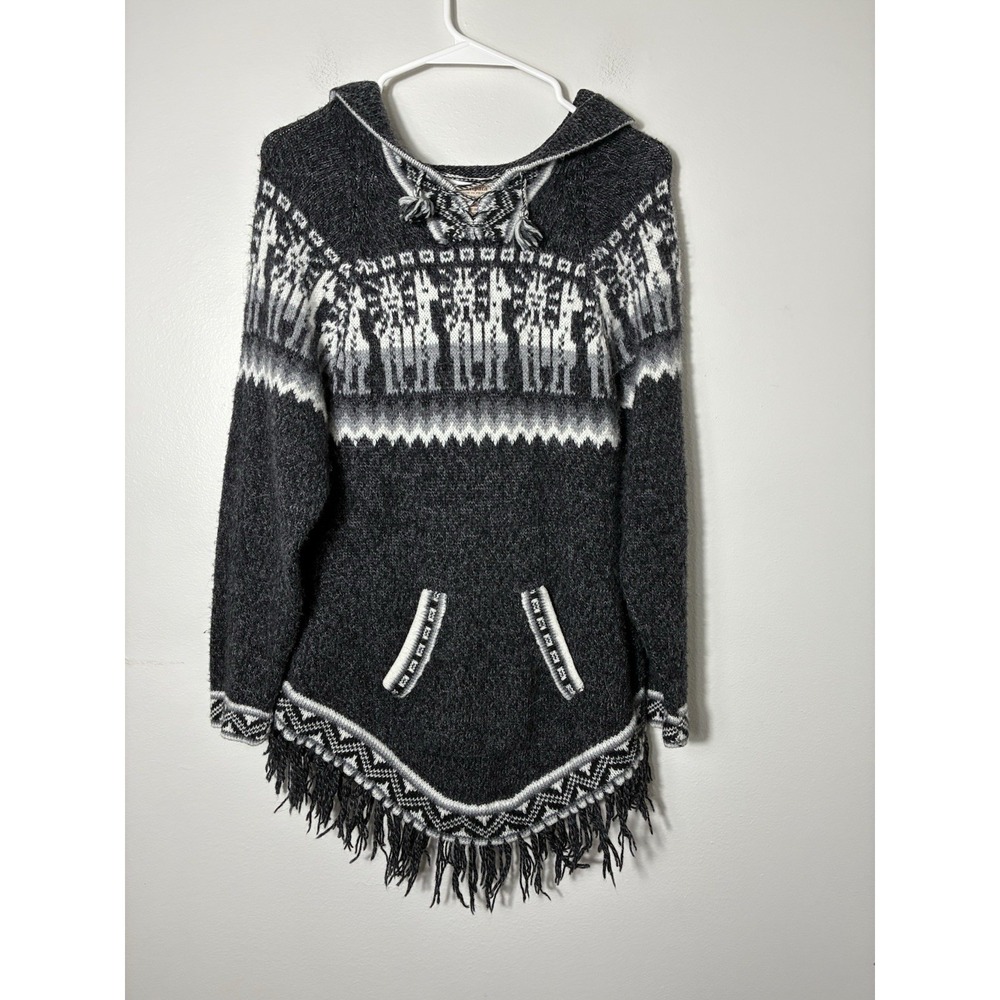 Handmade Baby ALPACA pullover Hooded Tunic Sweater Small Tribal Quite Luxury